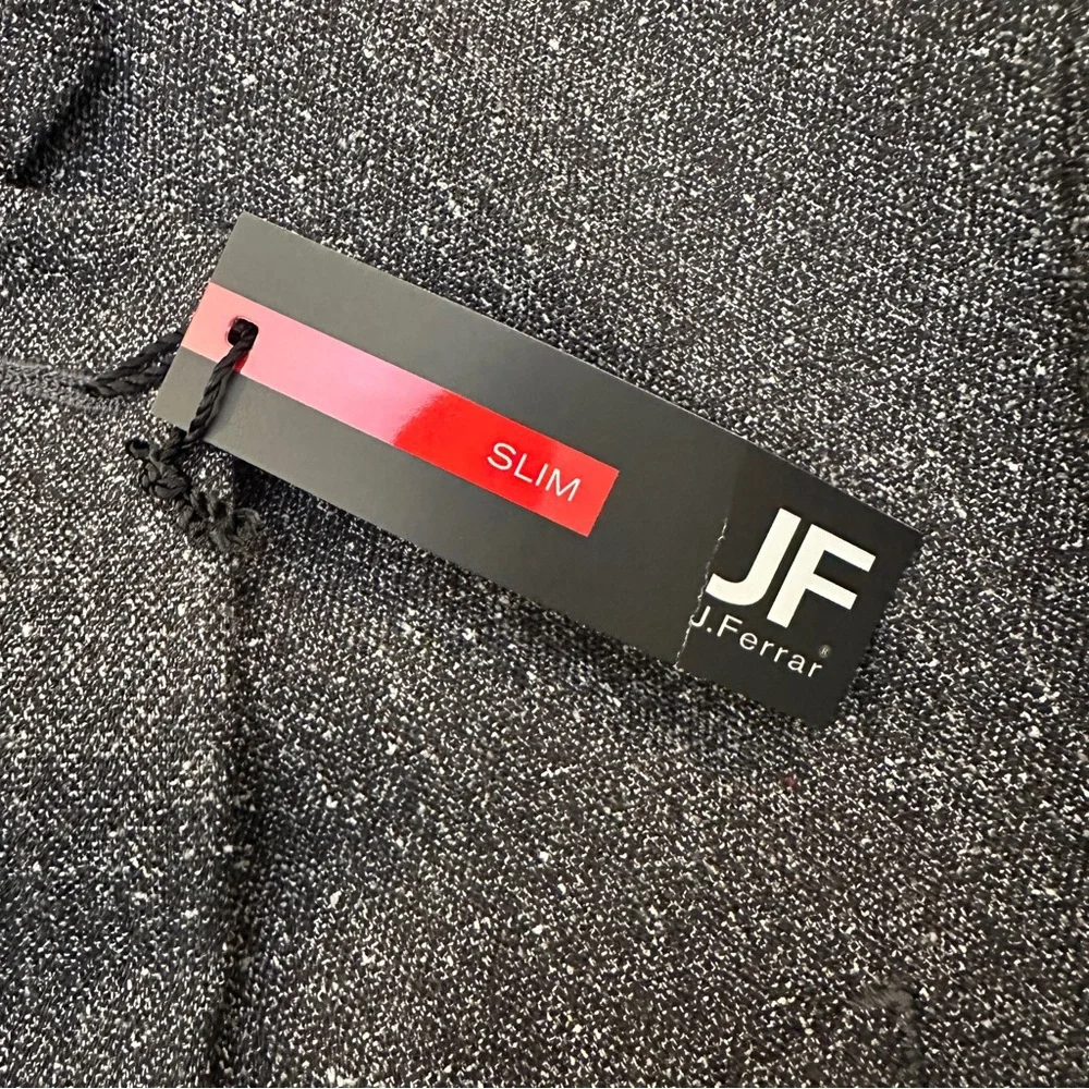JF J. Ferrar Slim Fit Sport Coat Suit Blazer Mens Size 38/40 Reg Black Text